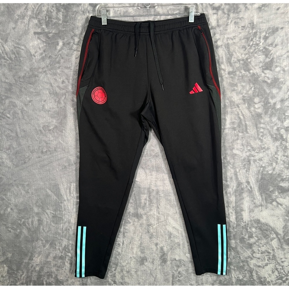 Adidas Colombia Joggers Sweatpants Mens Large Black Red World Cup Zip Pants